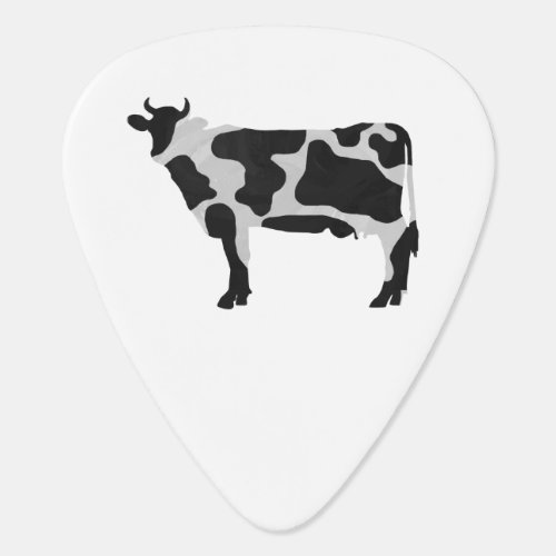 Cow Black and White Silhouette Guitar Pick