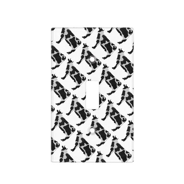 Cow Black and White Silhouette Light Switch Cover (Front)