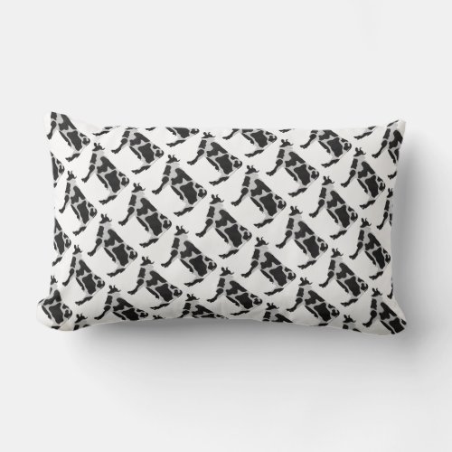 Cow Black and White Silhouette Lumbar Pillow