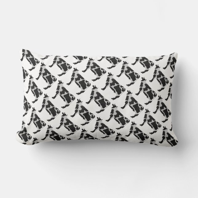 Cow Black and White Silhouette Lumbar Pillow (Front)