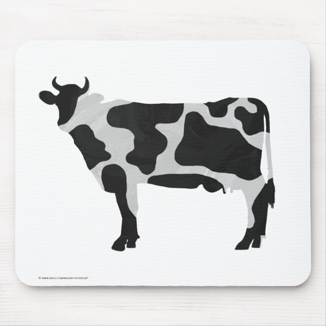 Cow Black and White Silhouette Mouse Pad (Front)