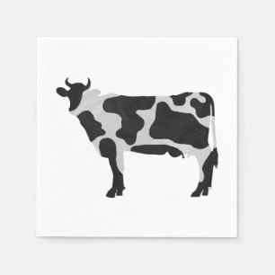 Cow Black and White Silhouette Paper Napkins