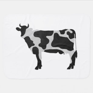 Cow Black and White Silhouette Swaddle Blanket