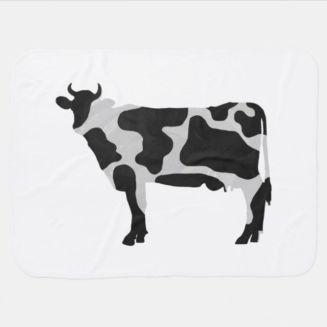 Cow Black and White Silhouette Swaddle Blanket (Horizontal)