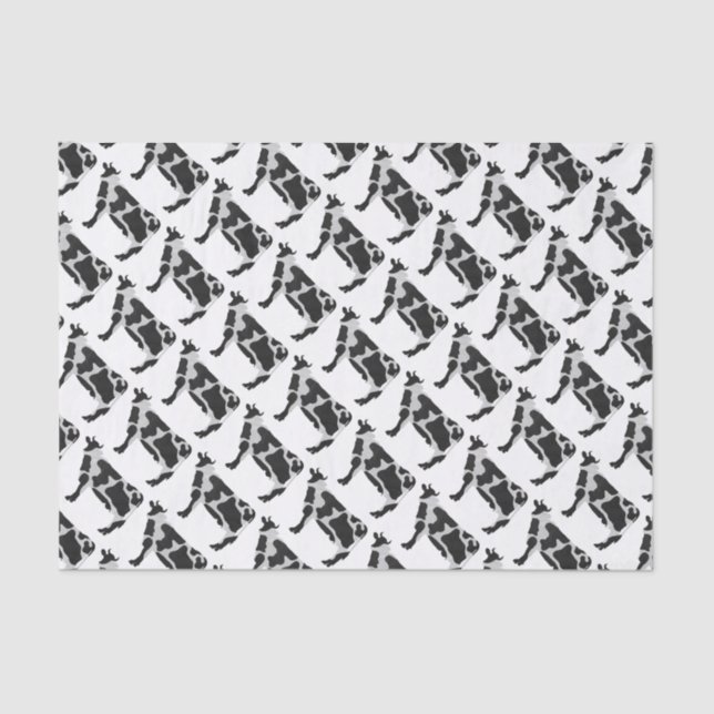 Cow Black and White Silhouette Tissue Paper (Front)