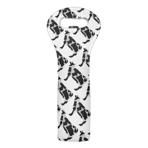 Cow Black and White Silhouette Wine Bag