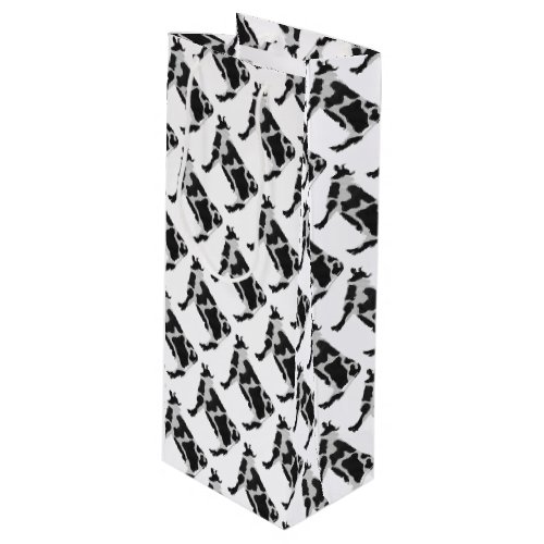 Cow Black and White Silhouette Wine Gift Bag