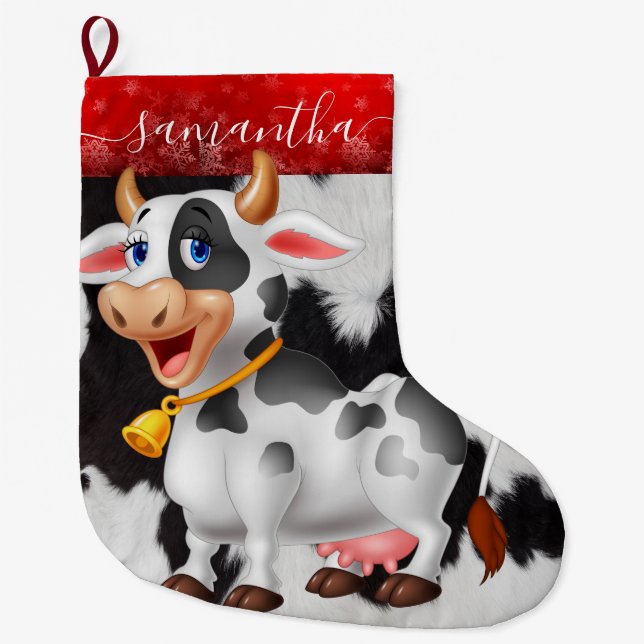 Cow Black White Christmas Stocking (Front)