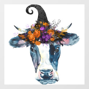 Cow Black White Halloween Witch Wall Decal