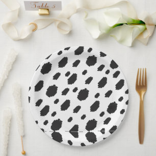 Cow Black White Spots Fur Paper Plates