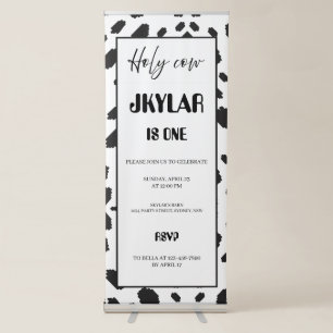 Cow Black White Spots Fur Retractable Banner