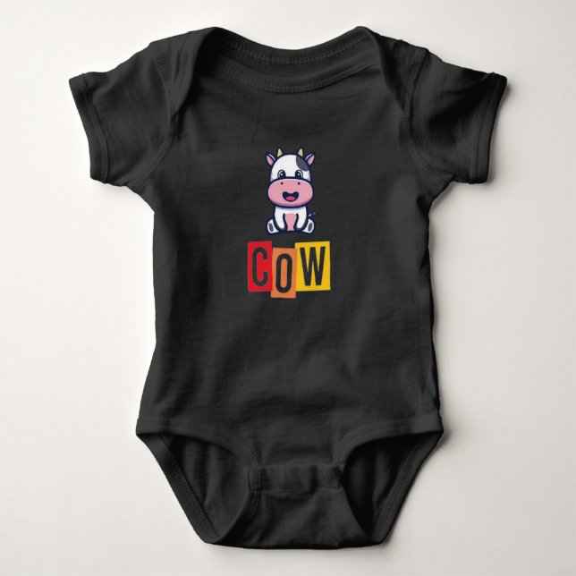 Cow blk baby bodysuit (Front)