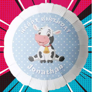 Cow Blue Happy Birthday Balloon