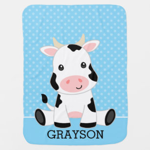 Cow Personalized Baby Toddler Infant Blanket Cute Farm Cow