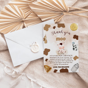 Cow Boho Rustic Baby Shower Thank You Card