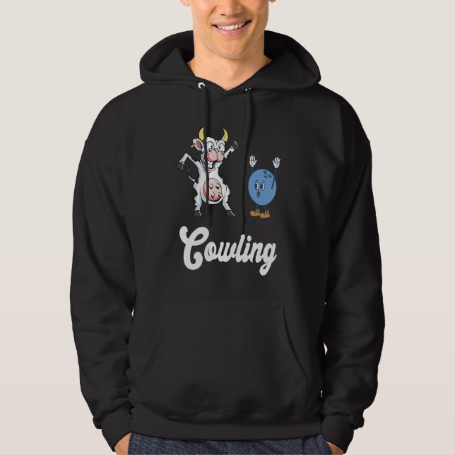 Cow Bowler Bowling Pin Funny Bowling Strike Bowlin Hoodie (Front)