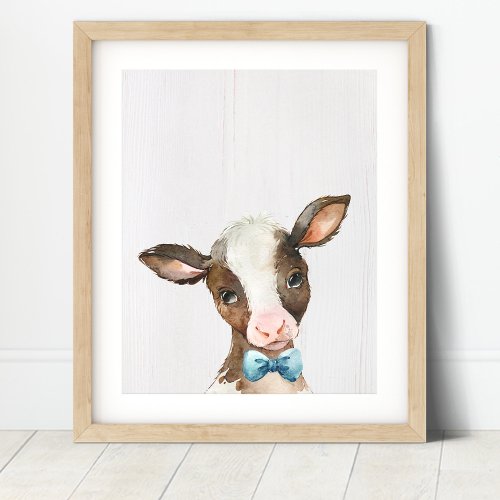 Cow Bowtie Farm Nursery Art Print
