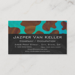 Cow Brown and Teal Print Business Card