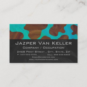 Cow Brown And Teal Print Business Card by ITDWildMe at Zazzle