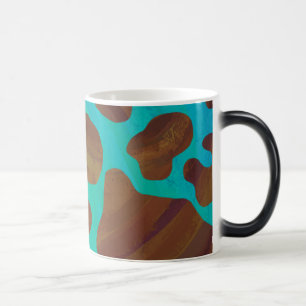 Cow Brown and Teal Print Color Morph Mug