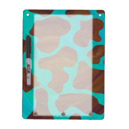 Cow Brown and Teal Print Dry-Erase Board