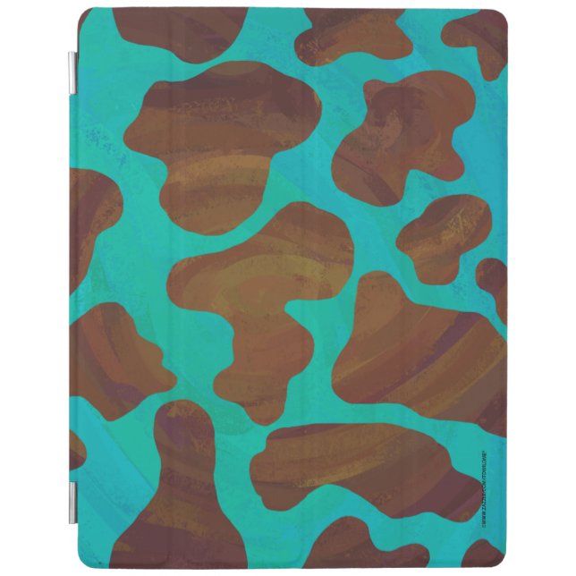 Cow Brown and Teal Print iPad Smart Cover (Front)