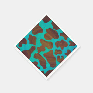 Cow Brown and Teal Print Napkins