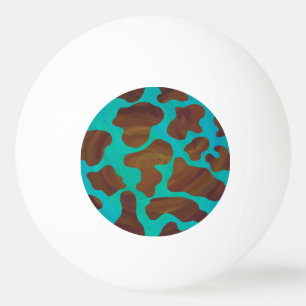 Cow Brown and Teal Print Ping-Pong Ball