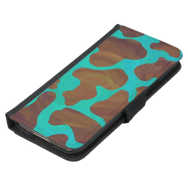 Cow Brown and Teal Print Samsung Galaxy Wallet Case (Bottom)