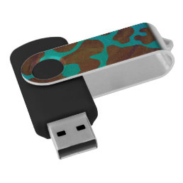 Cow Brown and Teal Print USB Flash Drive