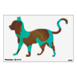 Cow Brown and Teal Print Wall Decal