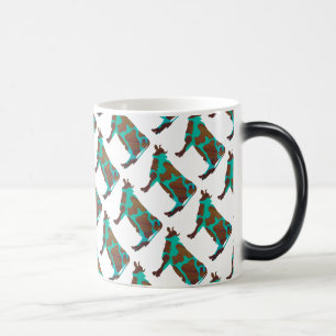 Cow Brown and Teal Silhouette Color Morph Mug