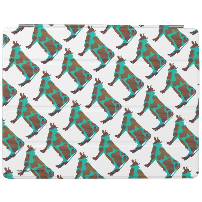 Cow Brown and Teal Silhouette iPad Smart Cover (Horizontal)