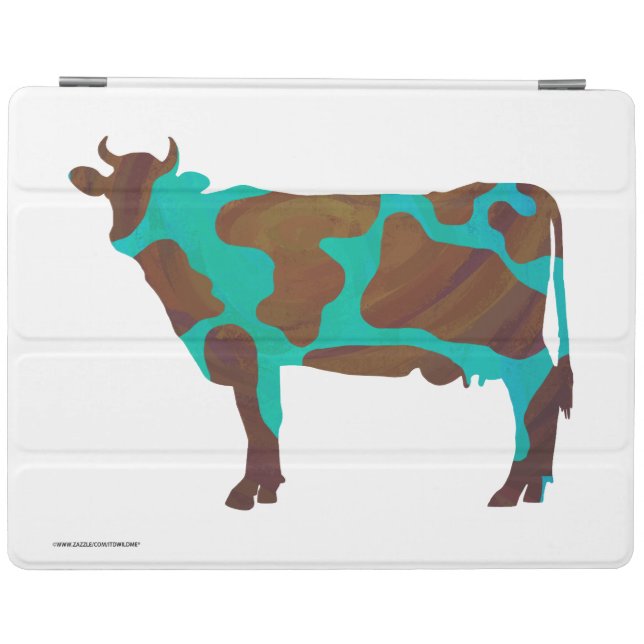 Cow Brown and Teal Silhouette iPad Smart Cover (Horizontal)