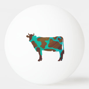 Cow Brown and Teal Silhouette Ping-Pong Ball
