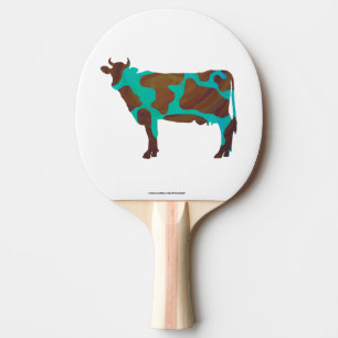 Cow Brown and Teal Silhouette Ping-Pong Paddle