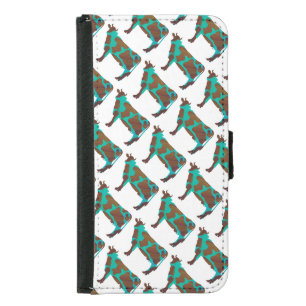 Cow Brown and Teal Silhouette Wallet Phone Case For Samsung Galaxy S5