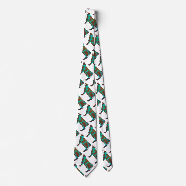 Cow Brown and Teal Silhouette Tie (Front)