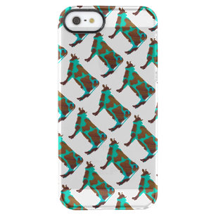 Cow Brown and Teal Silhouette Clear iPhone SE/5/5s Case