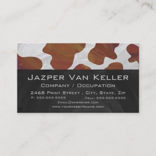 Cow Brown and White Monogram Business Card