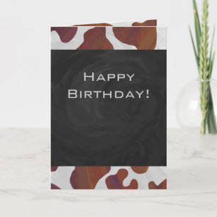 Cow Brown and White Monogram Card