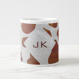 Cow Brown and White Monogram Large Coffee Mug