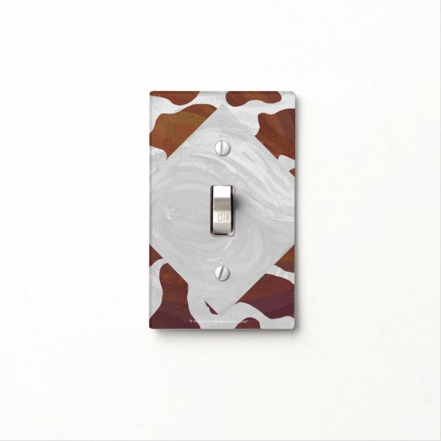 Cow Brown and White Monogram Light Switch Cover (In Situ)