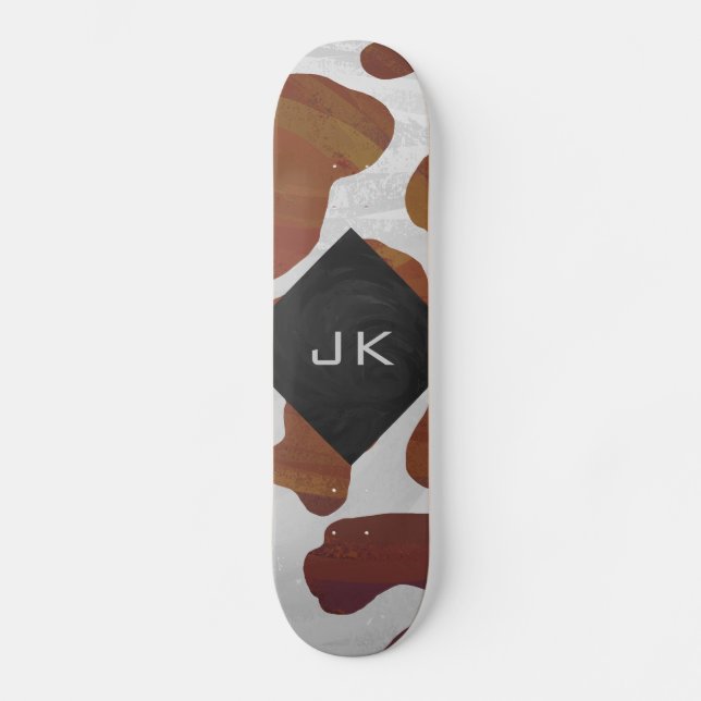 Cow Brown and White Monogram Skateboard (Front)
