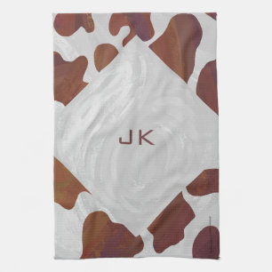 Cow Brown and White Monogram Towel