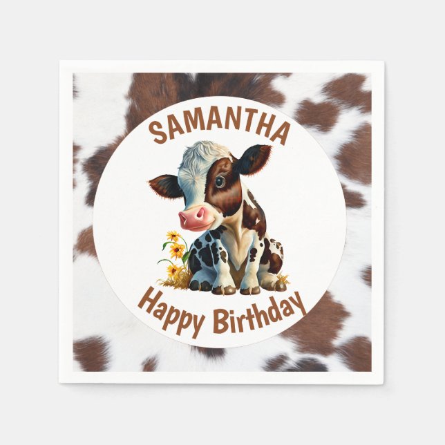 Cow Brown and White Napkins (Front)