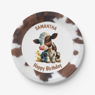 Cow Brown and White Paper Plates
