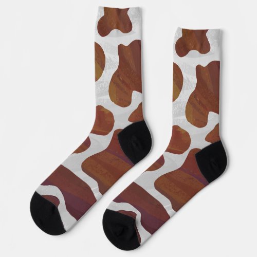 Cow Brown and White Pattern Socks