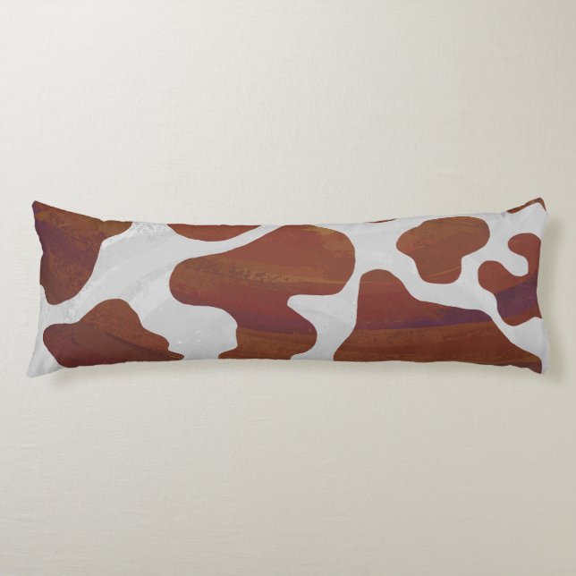 Cow Brown and White Print Body Pillow (Front)