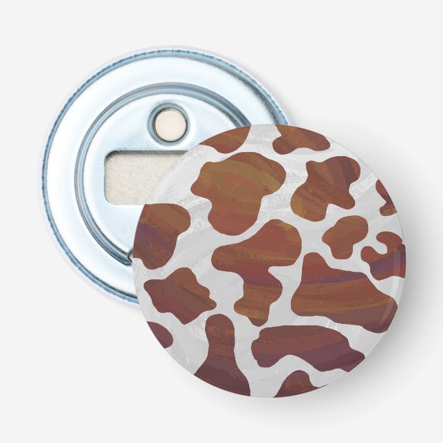 Cow Brown and White Print Bottle Opener (Front)